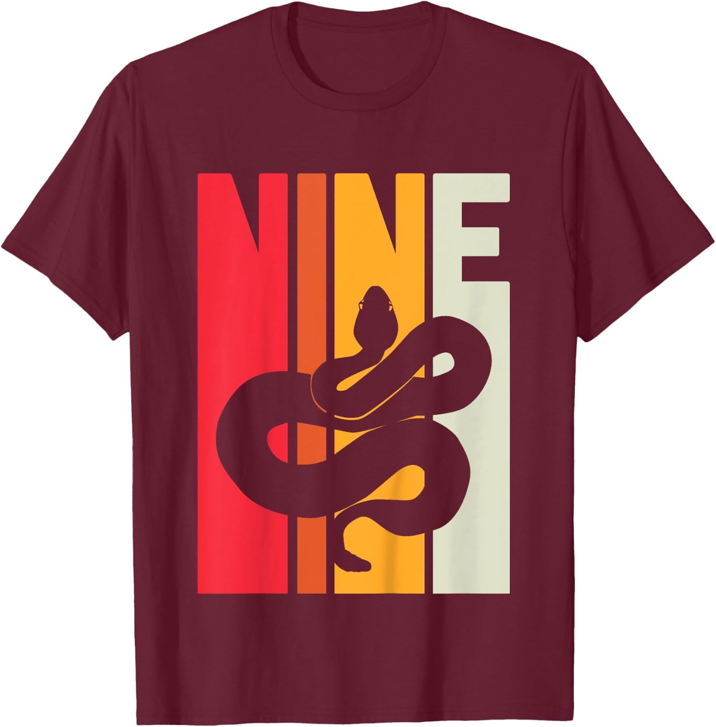 9th Birthday Vintage Snake Lover Pet Reptile 9 Years Old T-Shirt - T-Shirt | Maroon