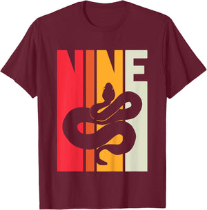 9th Birthday Vintage Snake Lover Pet Reptile 9 Years Old T-Shirt - T-Shirt | Maroon