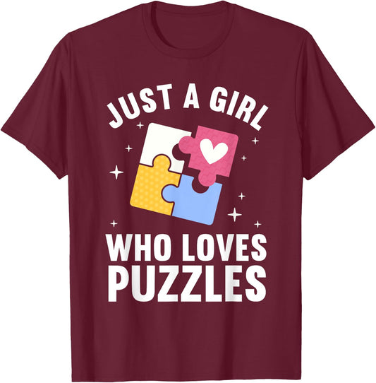 Best Puzzle Art Girls Jigsaw Piece Puzzle Lovers T-Shirt - T-Shirt | Maroon