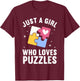 Best Puzzle Art Girls Jigsaw Piece Puzzle Lovers T-Shirt - T-Shirt | Maroon