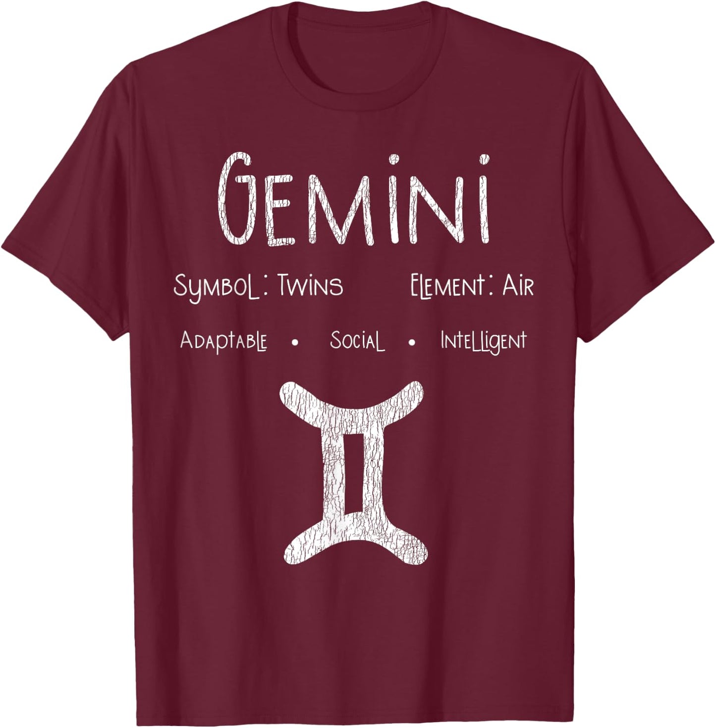 Vintage Gemini Birthday Horoscope Zodiac Sign Astrology Bday T-Shirt - T-Shirt | Maroon