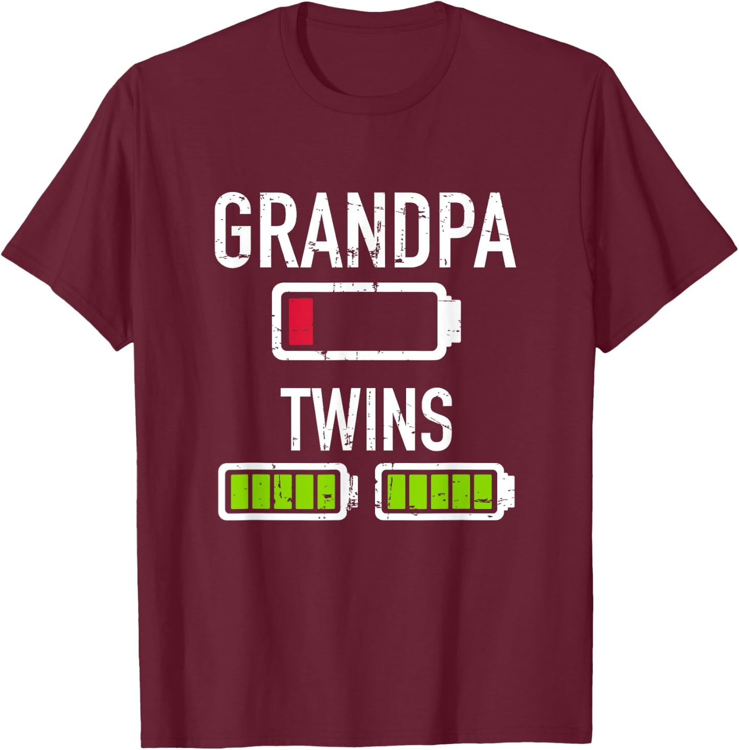 Grandpa low battery twins full battery T-Shirt - T-Shirt | Maroon