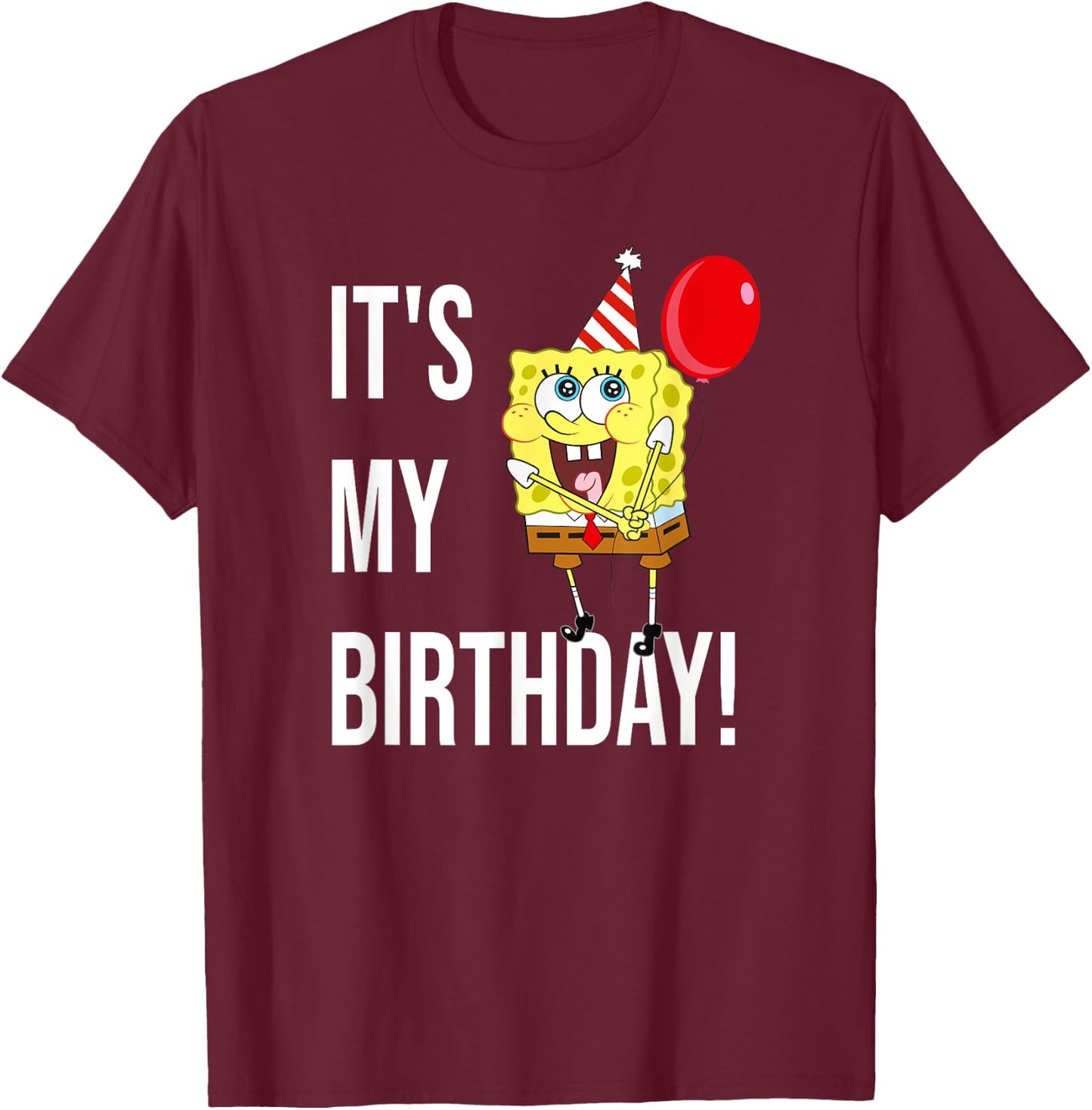 Mademark x SpongeBob SquarePants - SpongeBob - It's My Birthday! T-Shirt - T-Shirt | Maroon