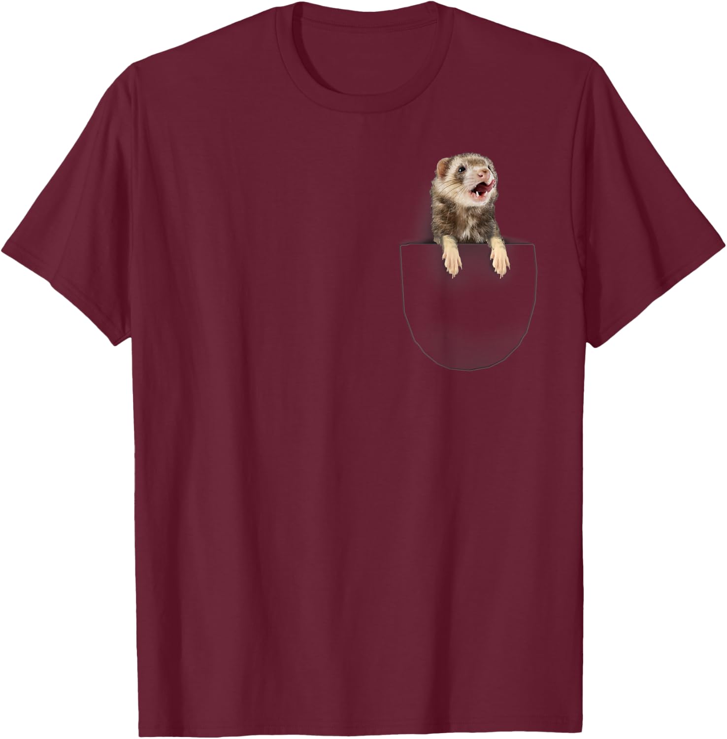 funny pet ferret . Funny ferret in pocket T-Shirt - T-Shirt | Maroon