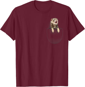 funny pet ferret . Funny ferret in pocket T-Shirt - T-Shirt | Maroon