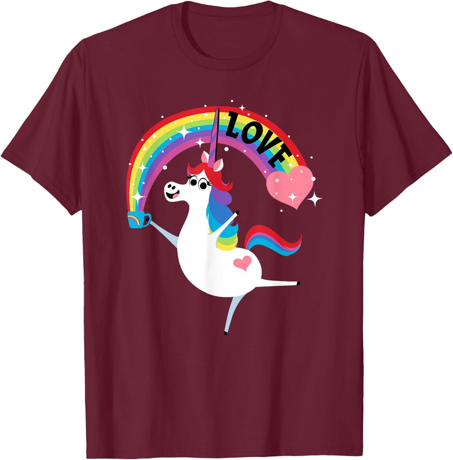 Disney and Pixar’s Inside Out Rainbow Unicorn Love T-Shirt - T-Shirt | Maroon