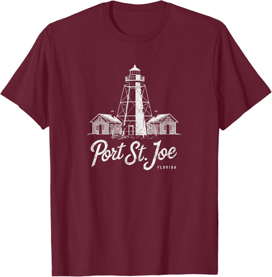 Port St Joe Florida Lighthouse Vintage Art T-Shirt - T-Shirt | Maroon