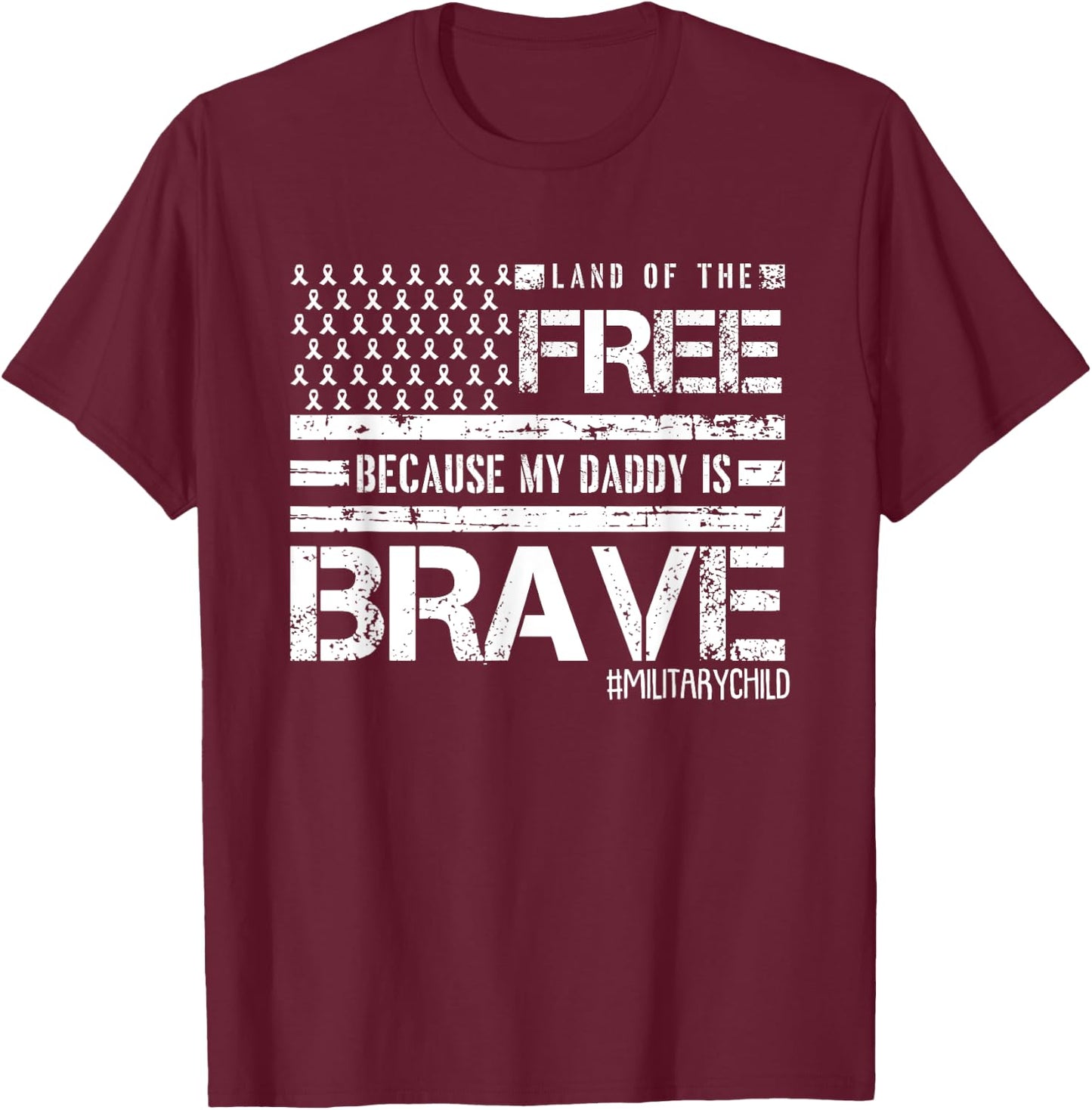 Land Of The Free Month Of The Military Child American Flag T-Shirt - T-Shirt | Maroon