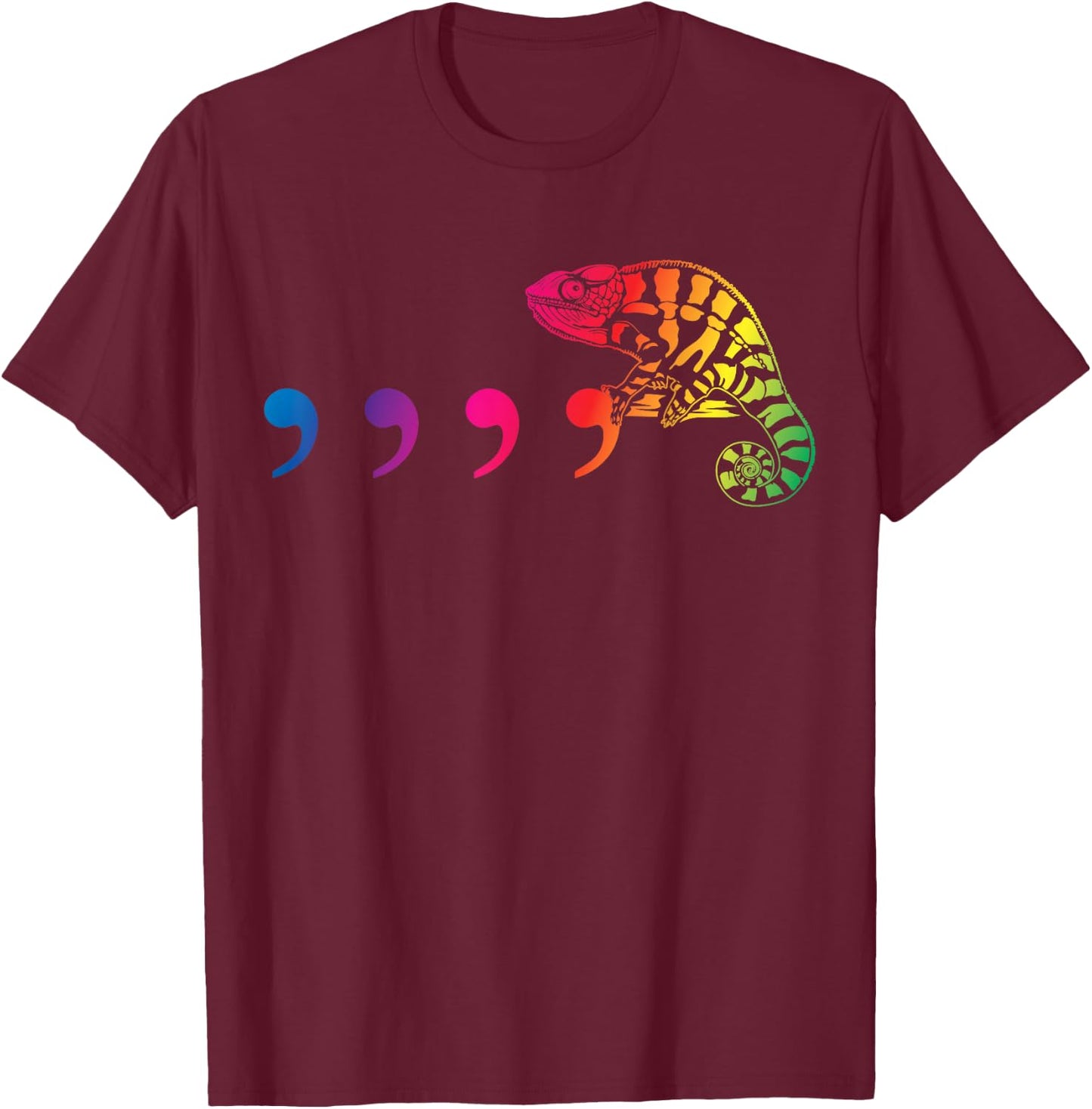 Comma Chameleon Funny 80's Throwback T-Shirt - T-Shirt | Maroon
