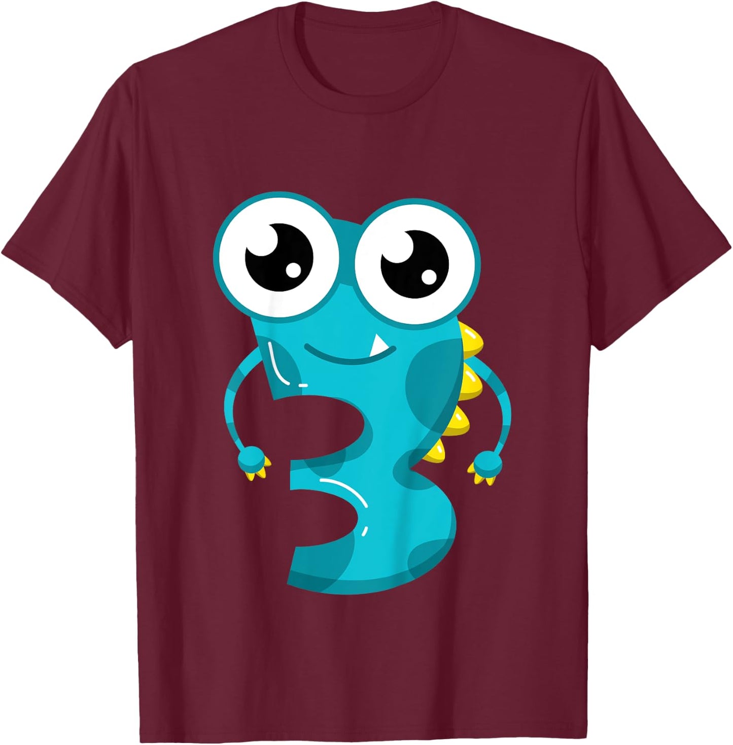 Kids 3rd Birthday Monsters 3 Years Old Little Monster Gift T-Shirt - T-Shirt | Maroon