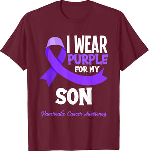 I Wear Purple For My Son Pancreatic Cancer Awareness T-Shirt - T-Shirt | Maroon