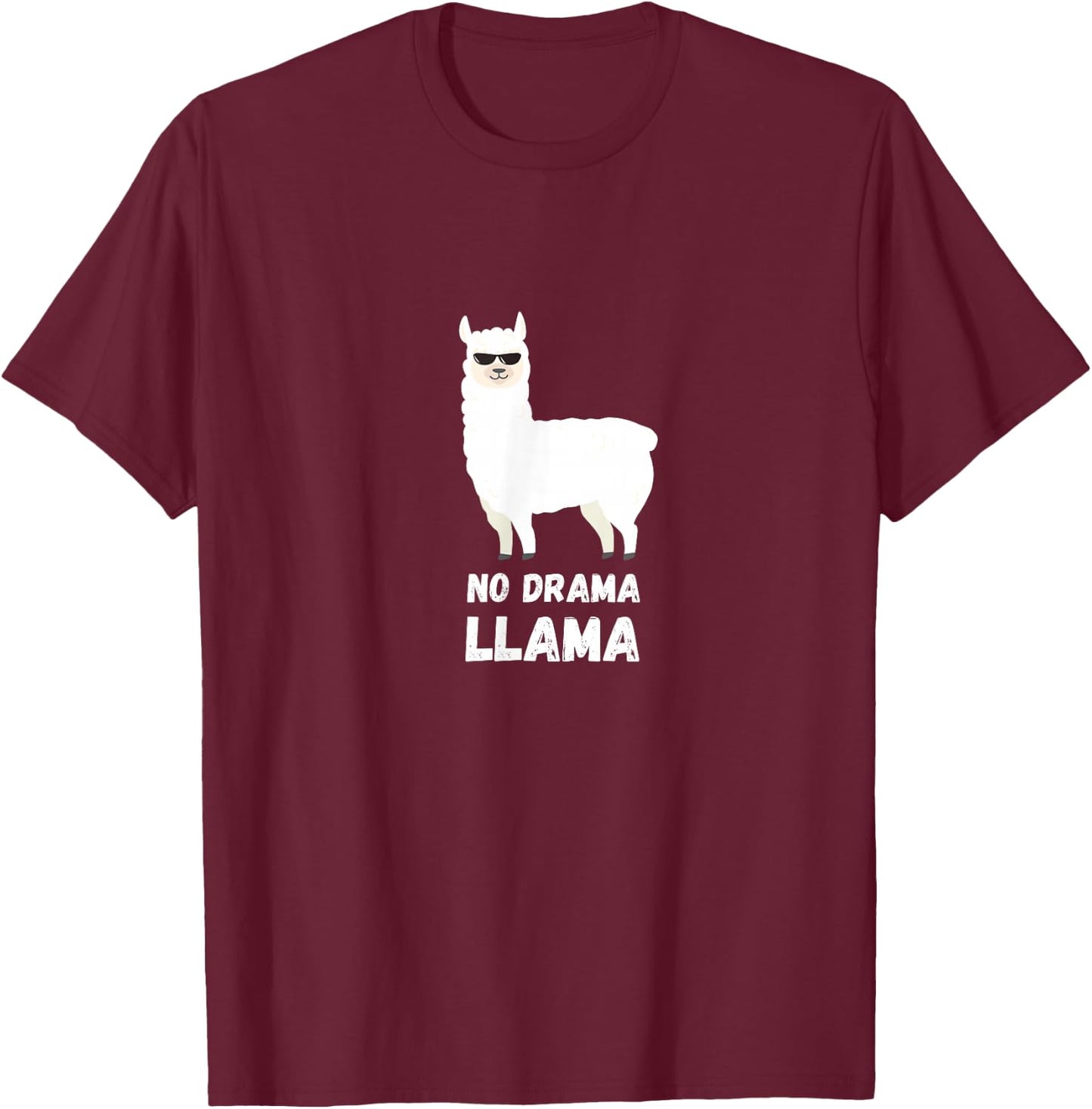 No Drama Llama Funny Llama T-Shirt - T-Shirt | Maroon