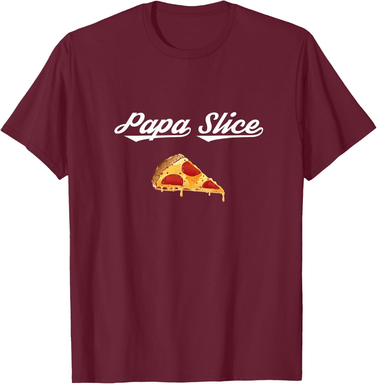 Papa Slice Pizza Belly Expectant Dad Pizza Pregnancy Reveal T-Shirt - T-Shirt | Maroon