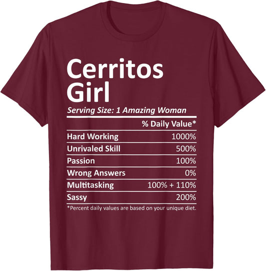CERRITOS GIRL CA CALIFORNIA Funny City Home Roots USA Gift T-Shirt - T-Shirt | Maroon