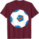 DR Congo Soccer Ball Congolese Flag Jersey Pride Print T-Shirt - T-Shirt | Maroon