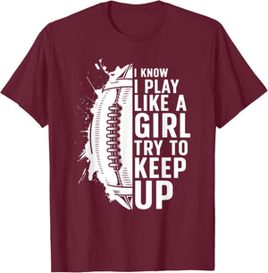Cool Football Girls Football Player Coach Sports T-Shirt - T-Shirt | Maroon