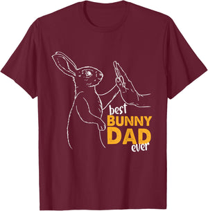 Best Bunny Dad Ever Rabbit Daddy Bunny Father Bunny T-Shirt - T-Shirt | Maroon