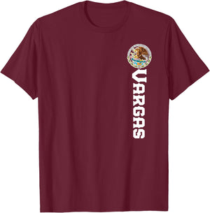 Vargas Last Name, Mexican Shirt , Women, And Kids T-Shirt - T-Shirt | Maroon