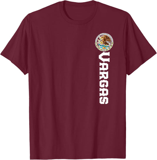Vargas Last Name, Mexican Shirt , Women, And Kids T-Shirt - T-Shirt | Maroon
