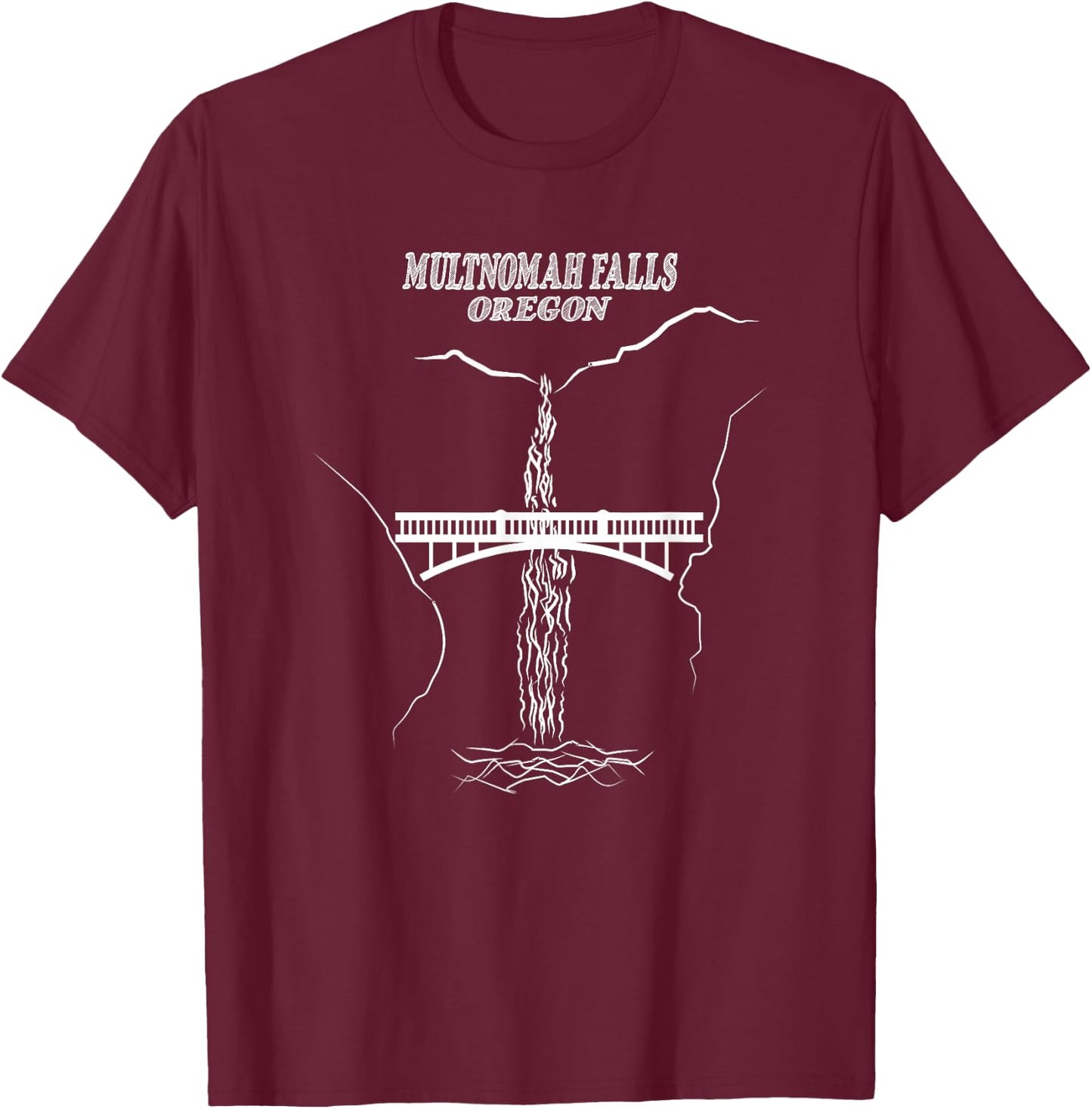 Multnomah Falls Columbia River Gorge 7 Wonders Of Oregon T-Shirt - T-Shirt | Maroon