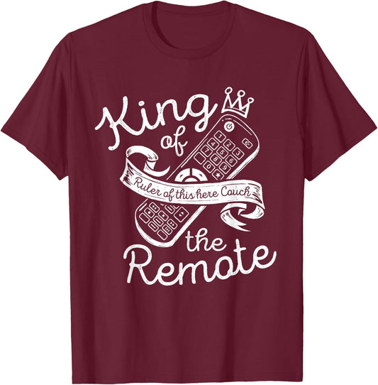 King of the Remote Control TV Funny Potato Couch Lazy Dad T-Shirt - T-Shirt | Maroon