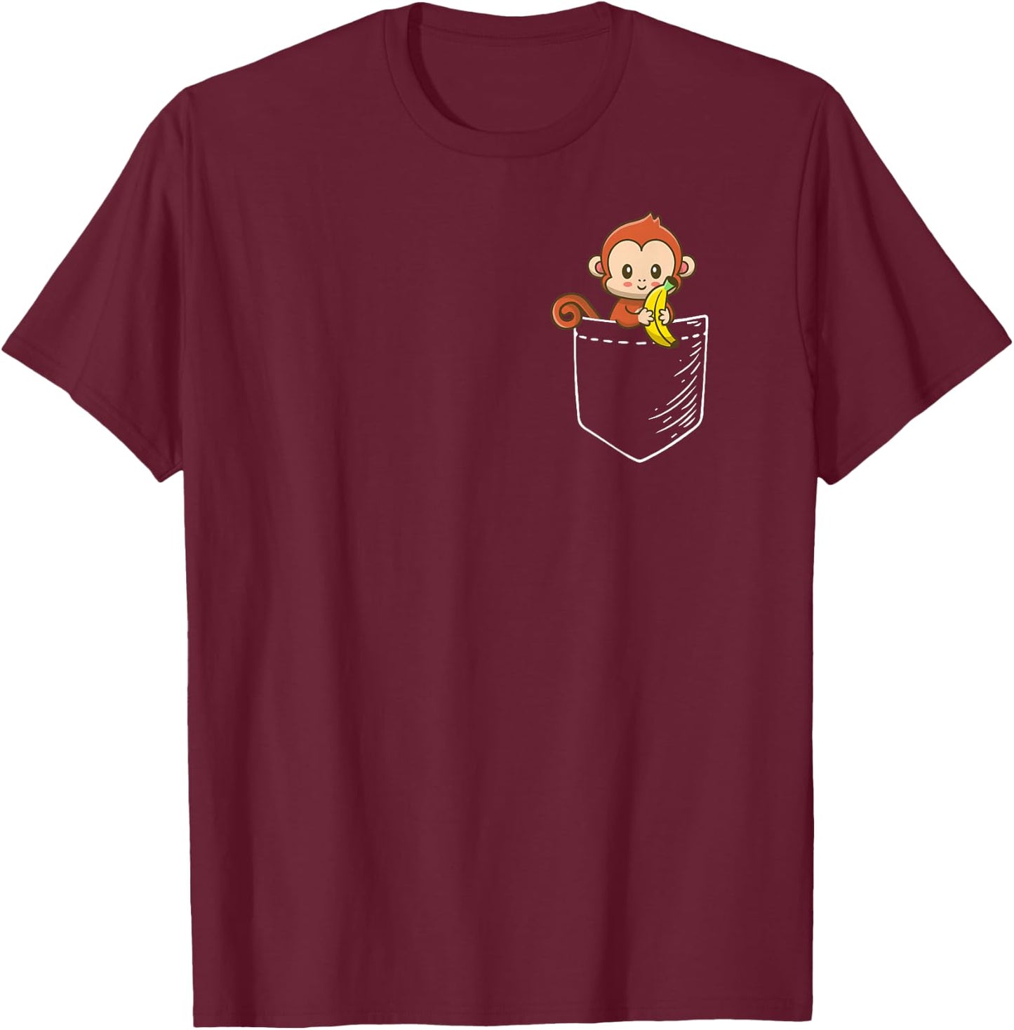Boys Girls Kids Pet Monkey Banana Lover in a Pocket T-Shirt - T-Shirt | Maroon