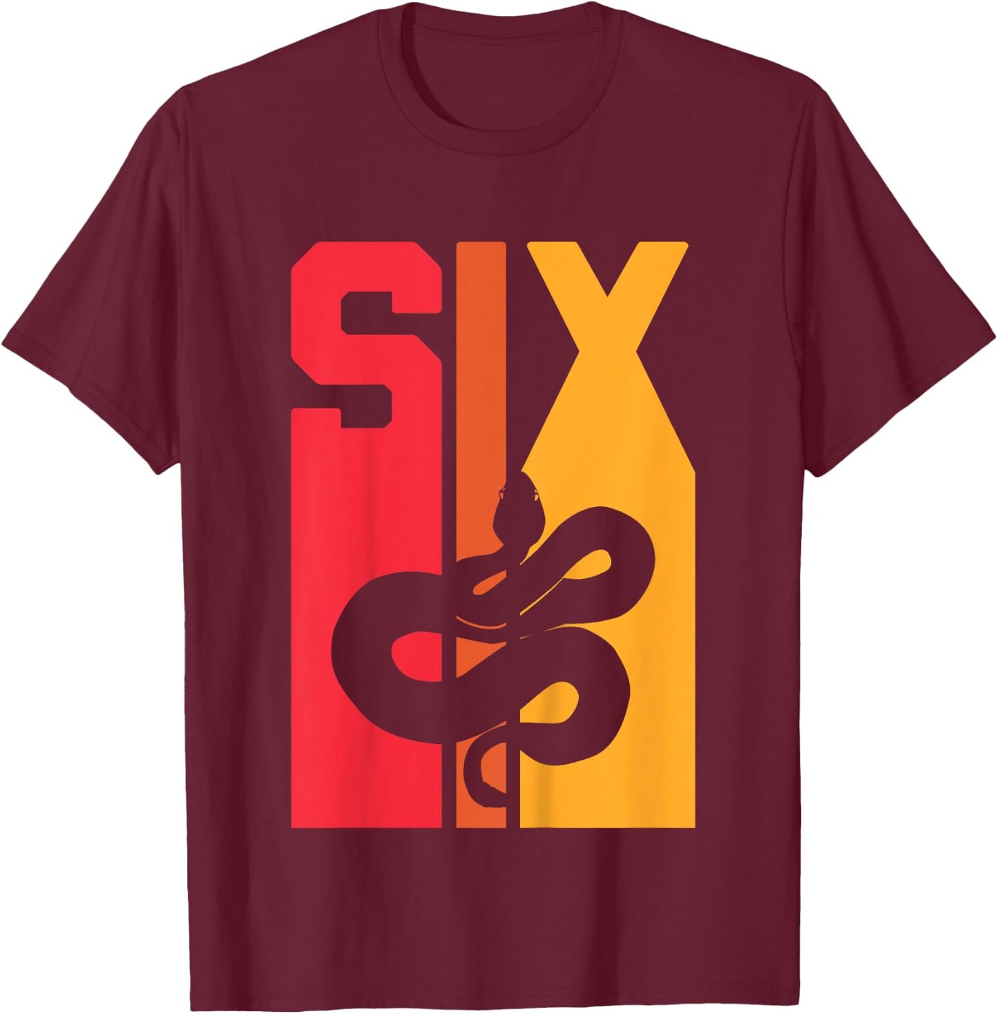 6th Birthday Vintage Snake Lover Pet Reptile 6 Years Old T-Shirt - T-Shirt | Maroon