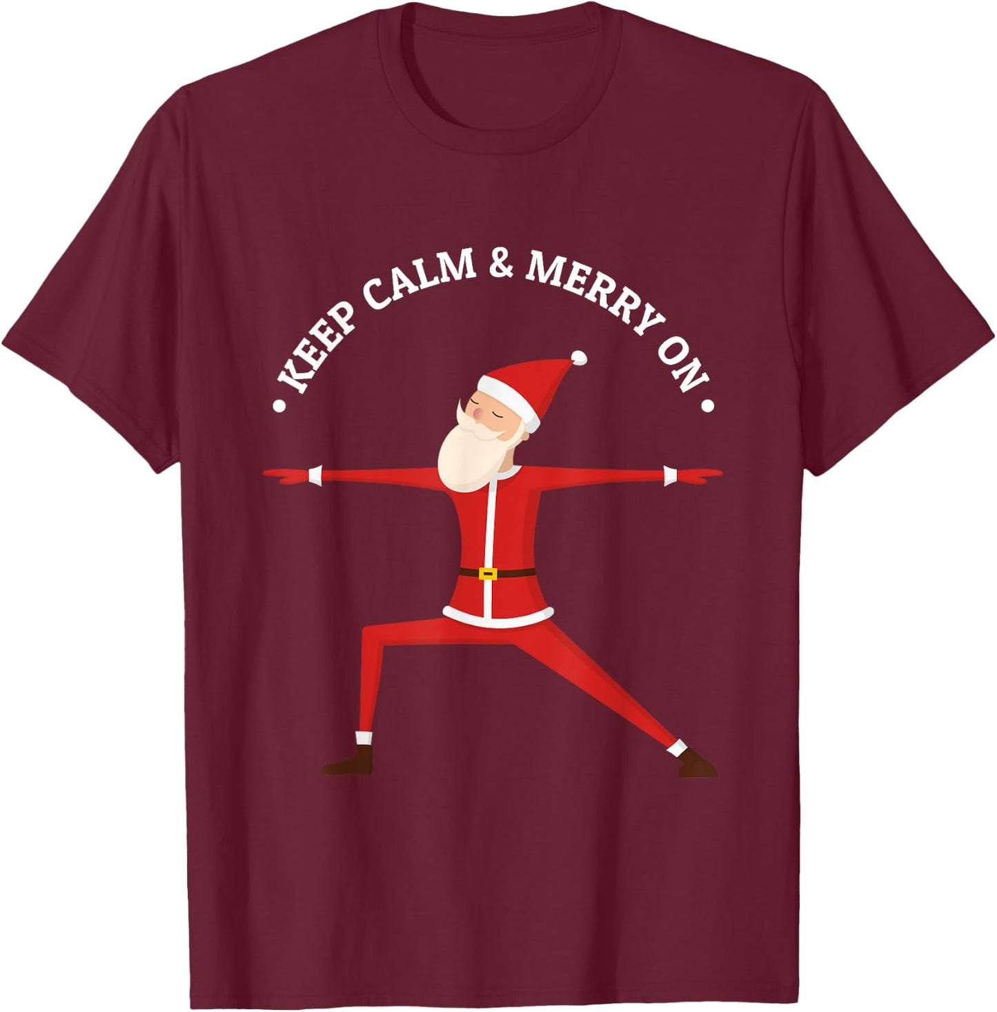 Yoga Fans Merry Christmas Stress Santa Meditation Namaste T-Shirt - T-Shirt | Maroon