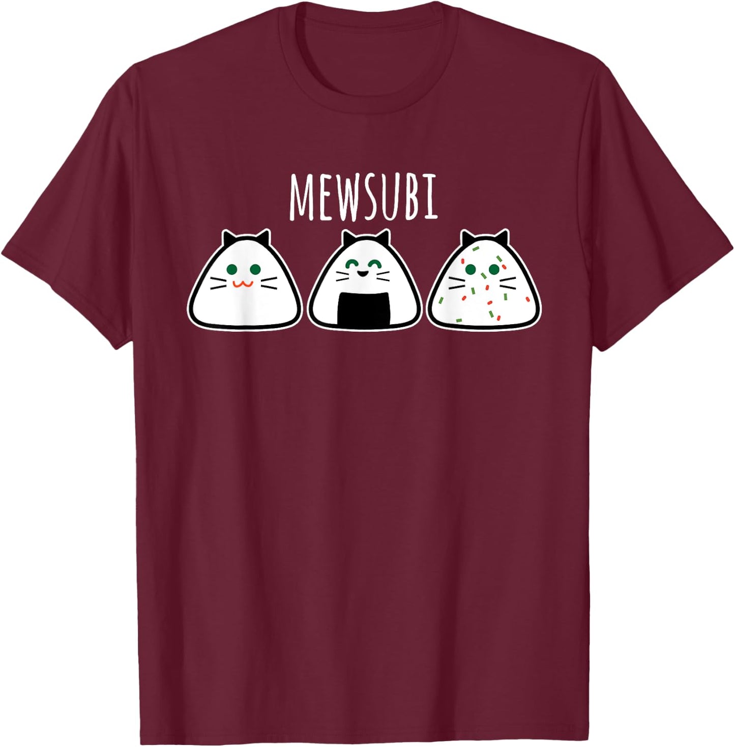 Funny Cat Musubi Men Women T-Shirt - T-Shirt | Maroon
