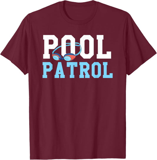 Swimming Swimmer Swim Pool Patrol Coach Dad T-Shirt - T-Shirt | Maroon