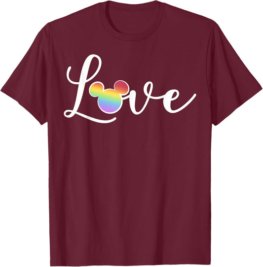 Disney Mickey And Friends Rainbow Love C2 T-Shirt - T-Shirt | Maroon