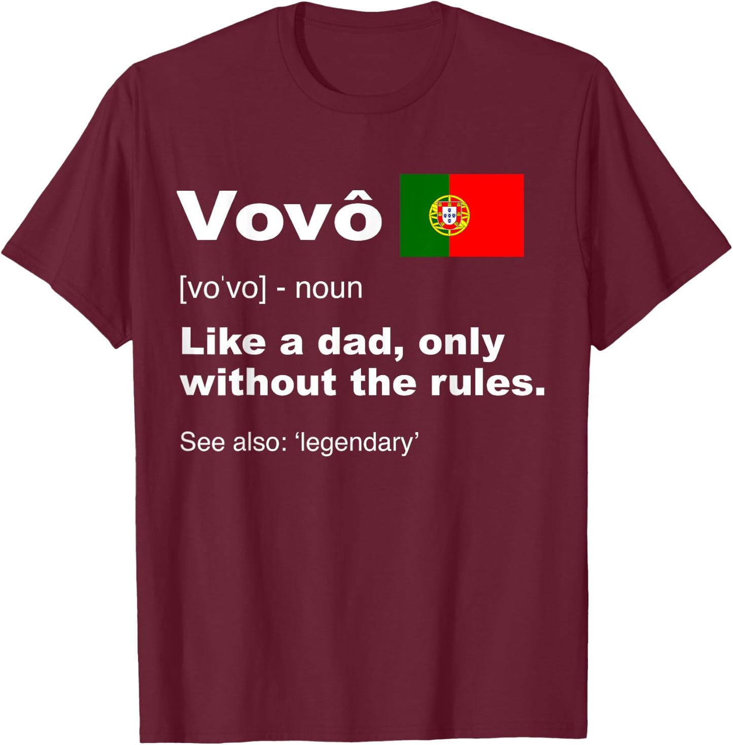 Proud Portugues Vovo Camisa Funny Portuguese Grandfather T-Shirt - T-Shirt | Maroon
