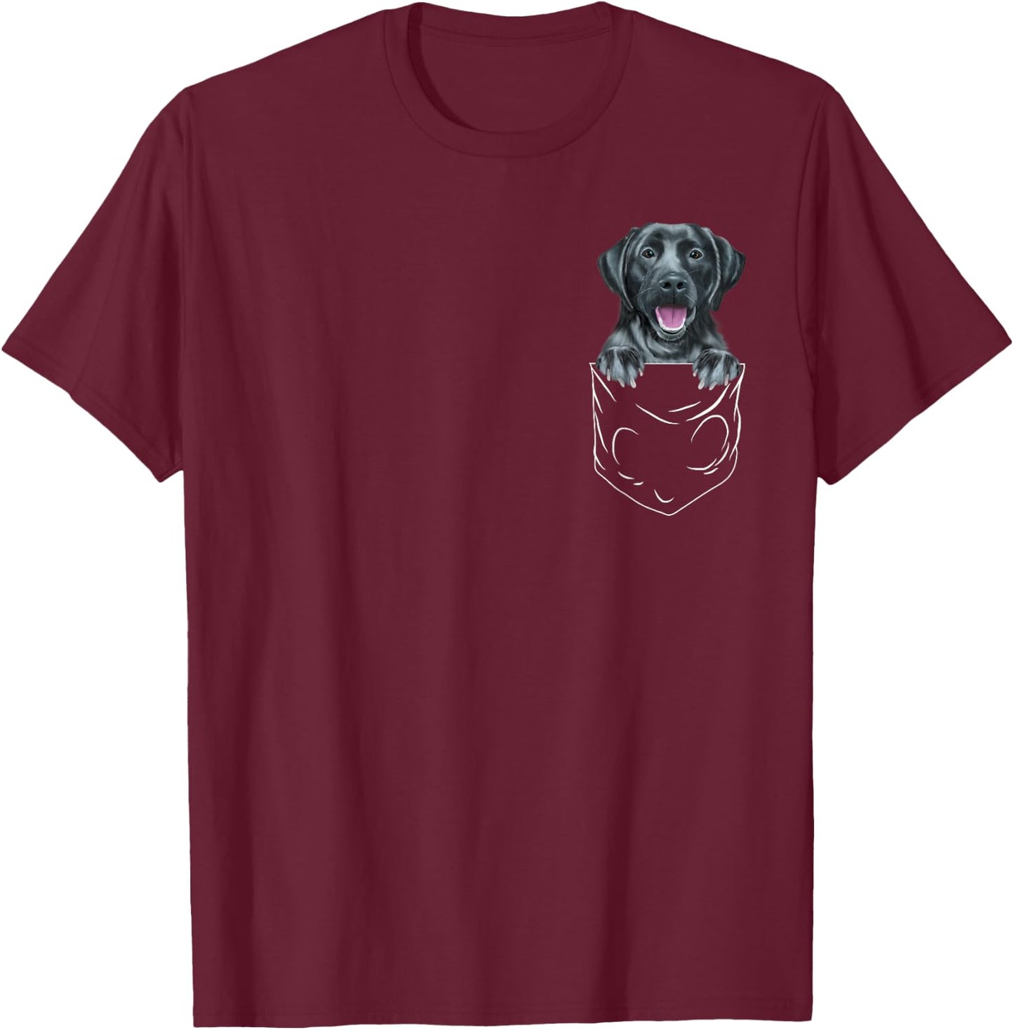 Dog In Pocket Black Labrador Retriever Funny Dog Lover Men Women Kids T-Shirt - T-Shirt | Maroon