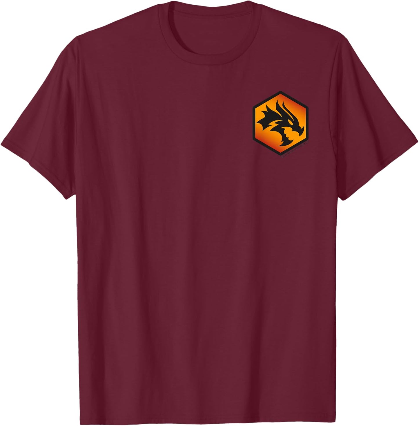 Magic: The Gathering D&D Dragon Hexagon Pocket Logo T-Shirt - T-Shirt | Maroon