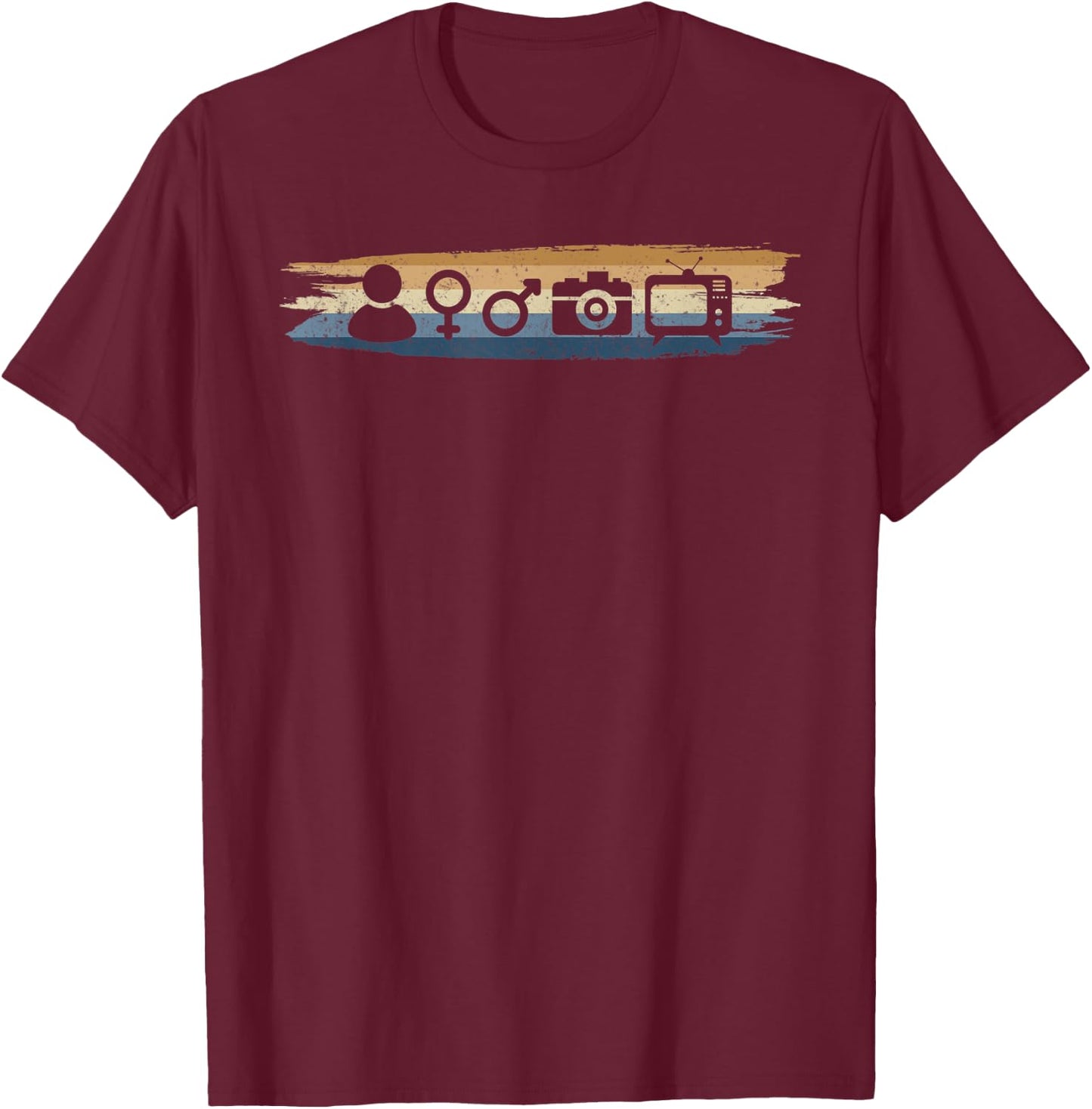 Person Woman Man Camera TV Retro Funny Gift T-Shirt - T-Shirt | Maroon