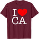I Love (Heart) CA T-Shirt - T-Shirt | Maroon