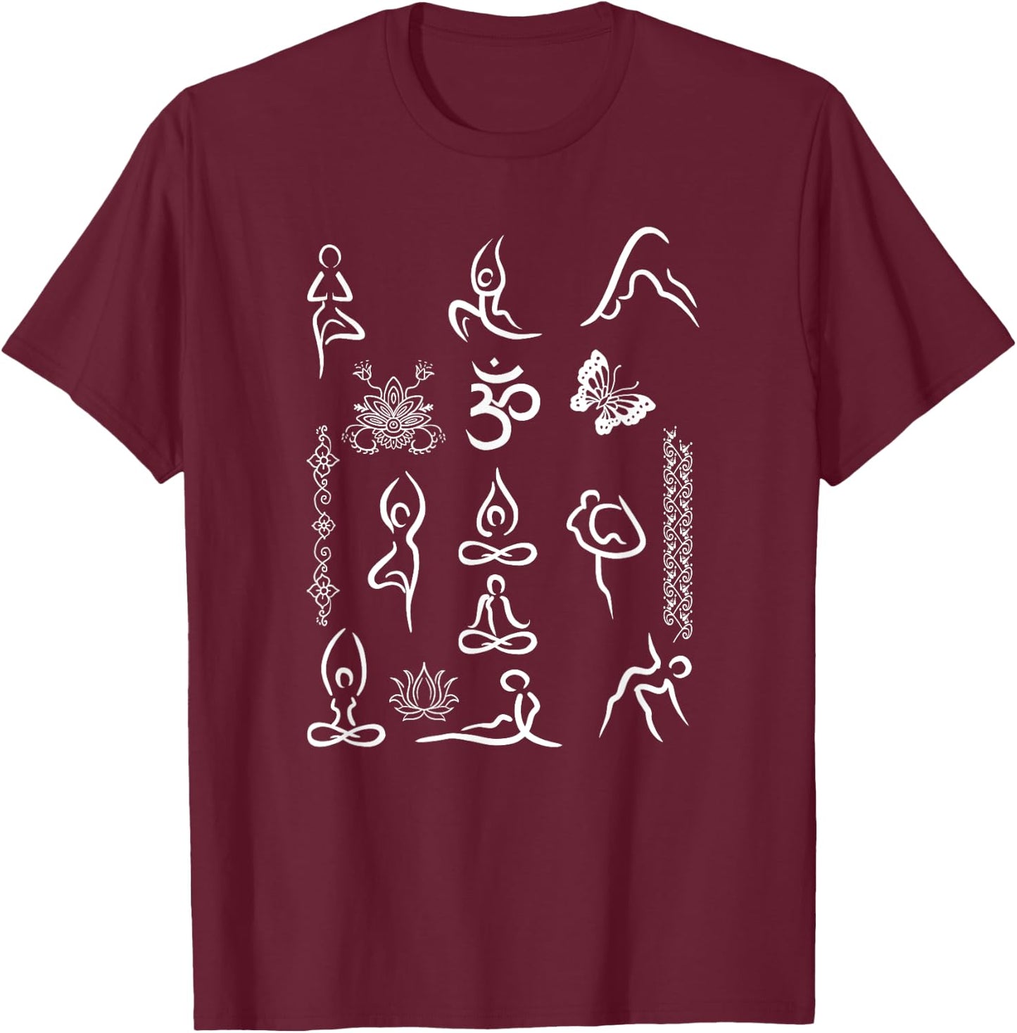 Yoga Lotus Position Asana Om Namaste Yogi Meditation Gift T-Shirt - T-Shirt | Maroon