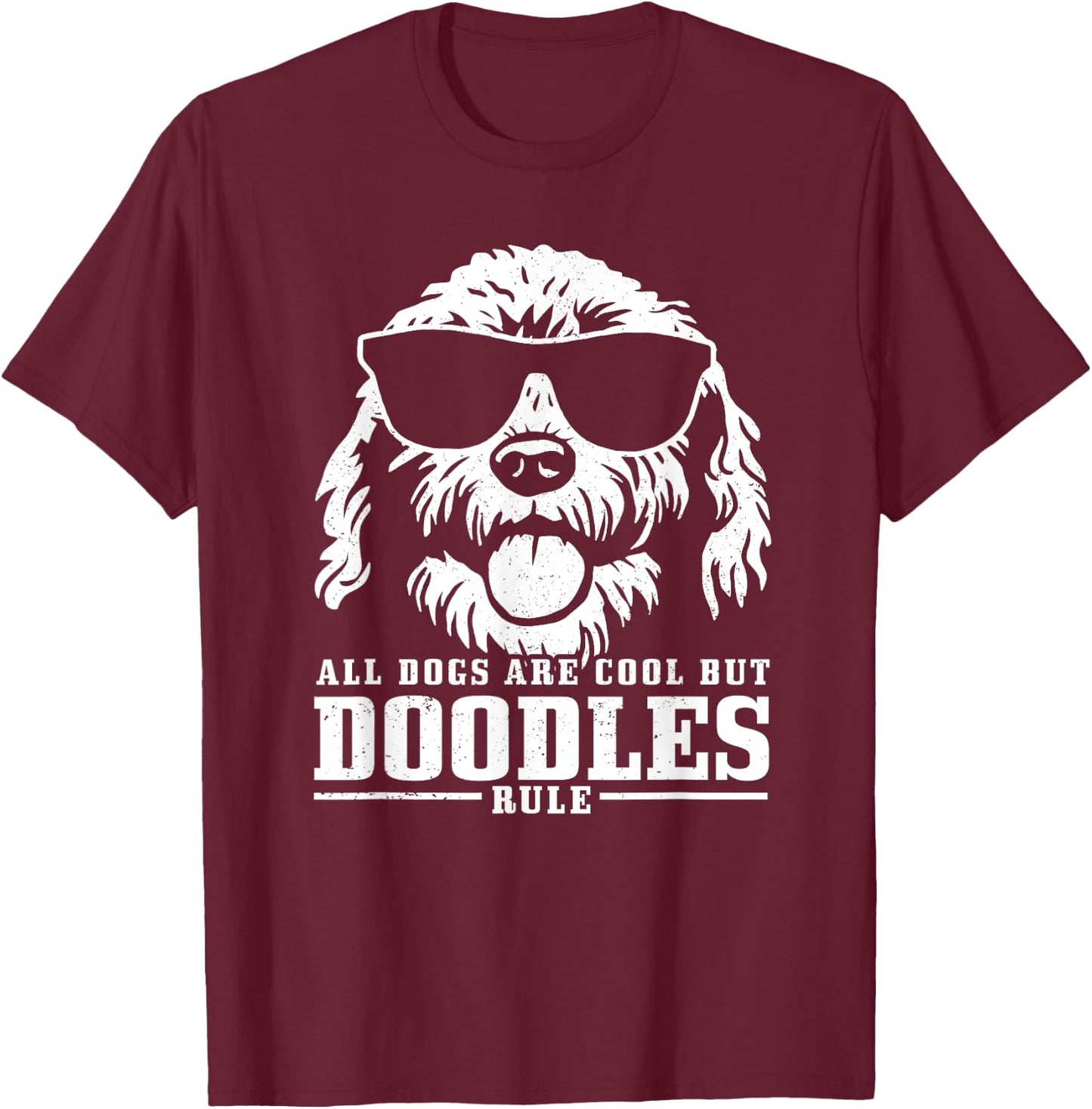 We Love Doodle Dogs - Goldendoodle Apparel Co. -Adults Black Cartoon Dog Pattern T-Shirt - T-Shirt | Maroon