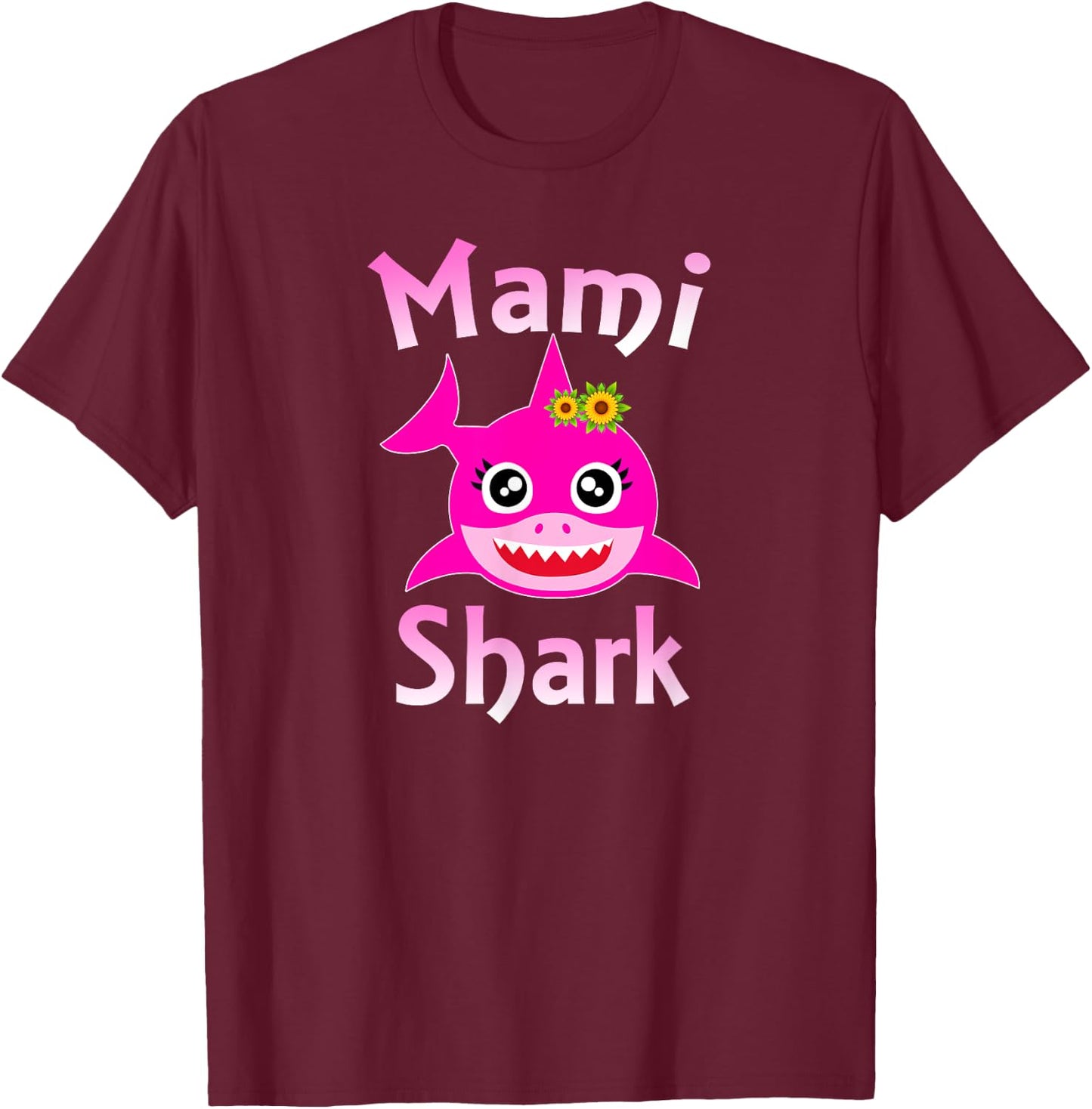 Mami Shark Funny Spanish Mom Gift T-Shirt - T-Shirt | Maroon