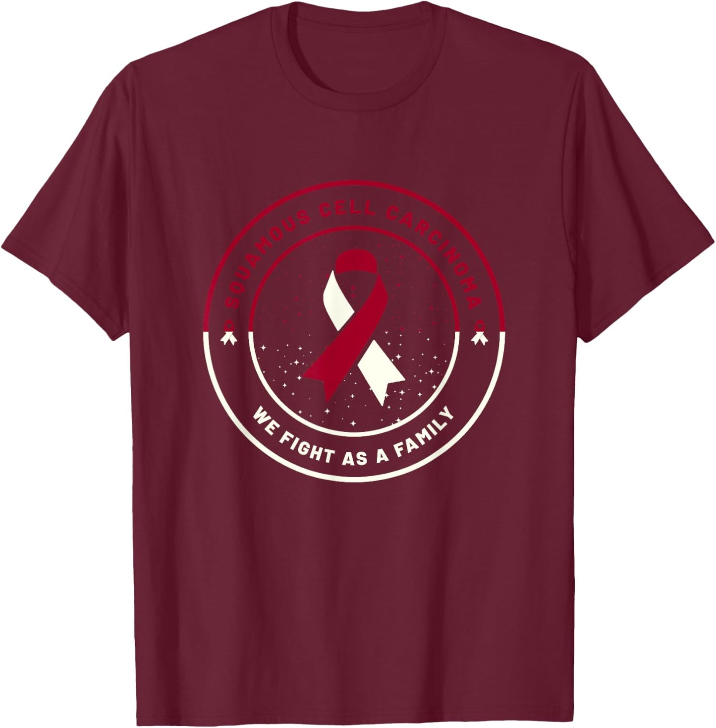 Squamous Cell Carcinoma Ribbon Awareness Family Support Gift T-Shirt - T-Shirt | Maroon