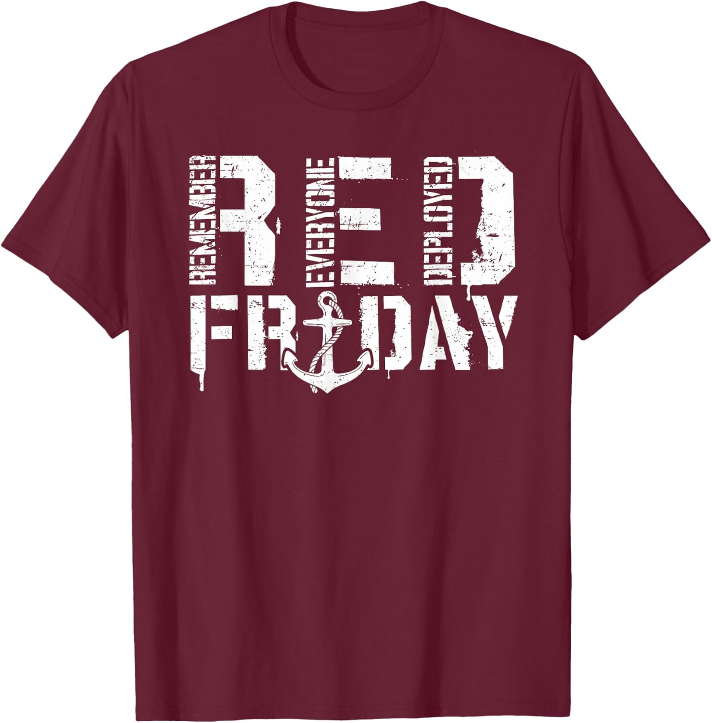 Red Friday Anchor Military Supportive Army Stamp Remember T-Shirt - T-Shirt | Maroon