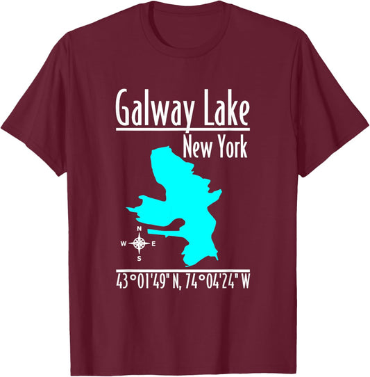 Modern Galway Lake - New York T-Shirt - T-Shirt | Maroon
