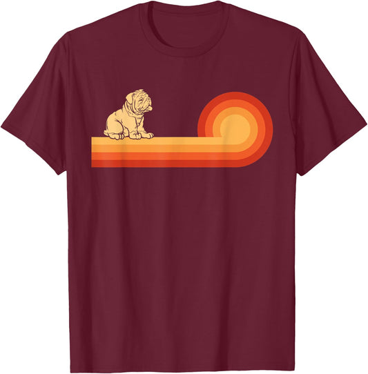 Retro English Bulldog Gifts Dog Mom Shirt Vintage Bull Dog T-Shirt - T-Shirt | Maroon