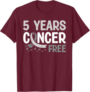 Brain Tumor Cancer Awareness 5 Years Cancer Free T-Shirt - T-Shirt | Maroon