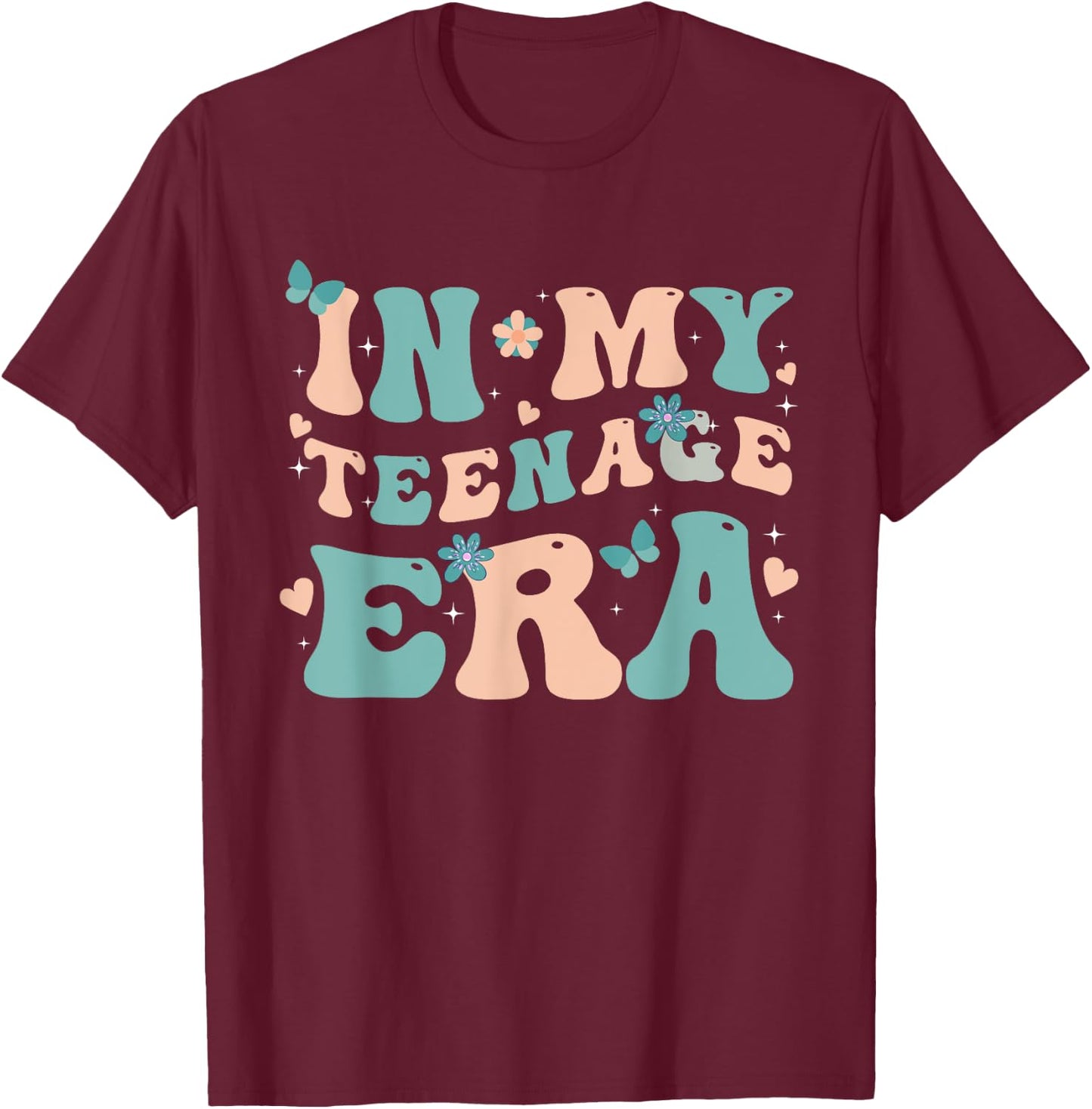 In My Teenage Era Retro Groovy 13 to 19 years Teenager T-Shirt - T-Shirt | Maroon