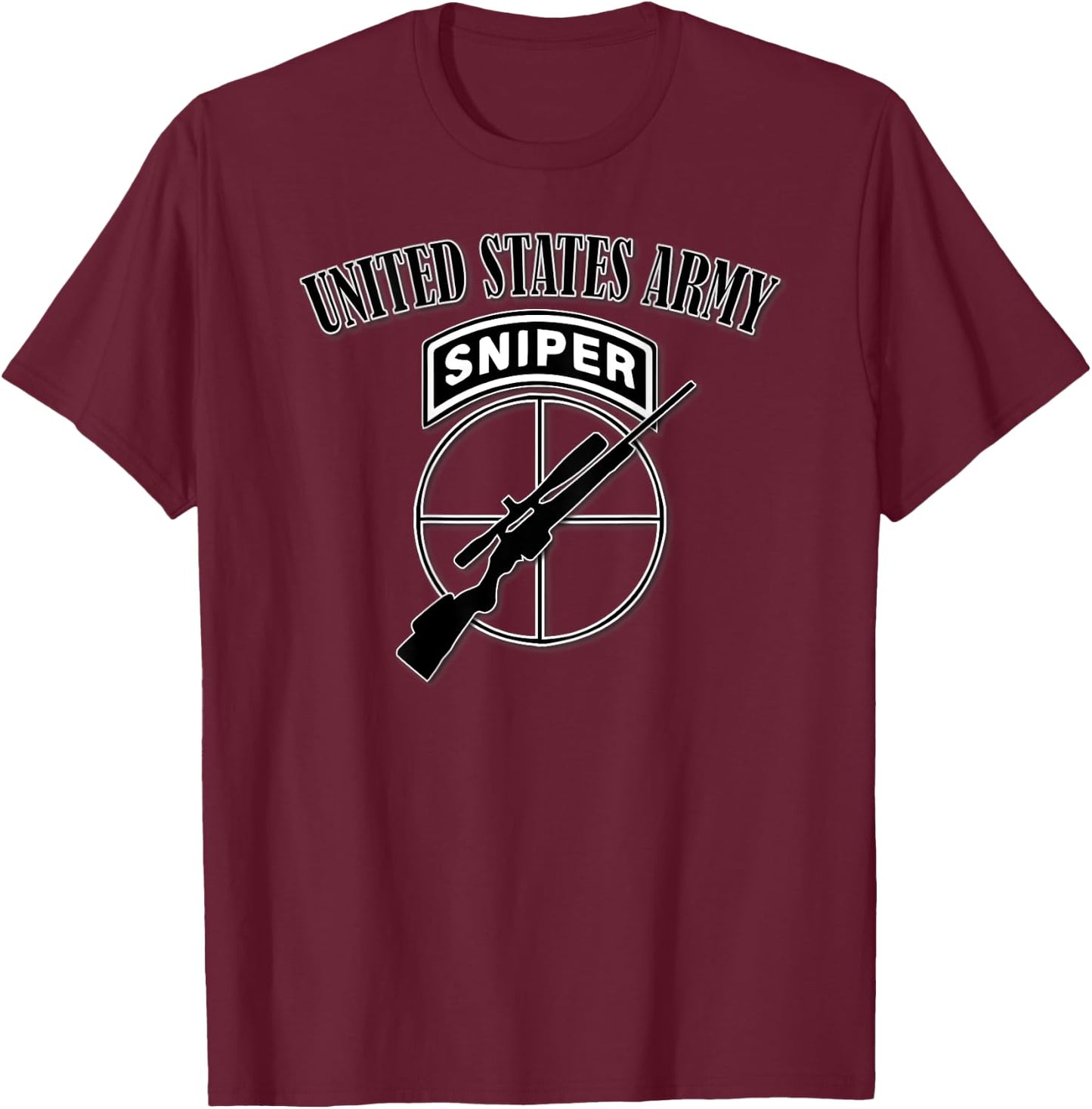 U.S. Army Sniper (Back Design) T-Shirt - T-Shirt | Maroon