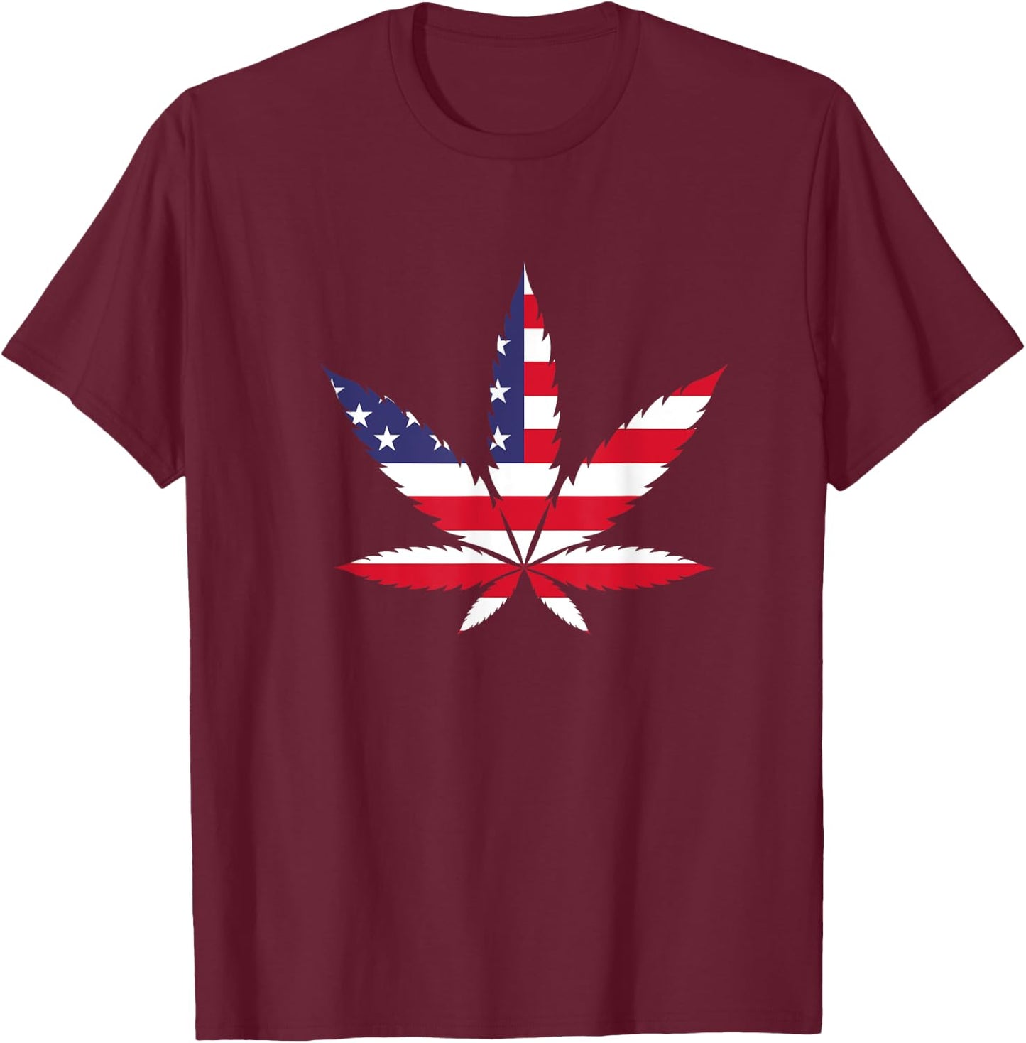 Marijuana USA Flag Weed Cannabis Smoker Pot Stoner Hemp 420 Men T-Shirt - T-Shirt | Maroon