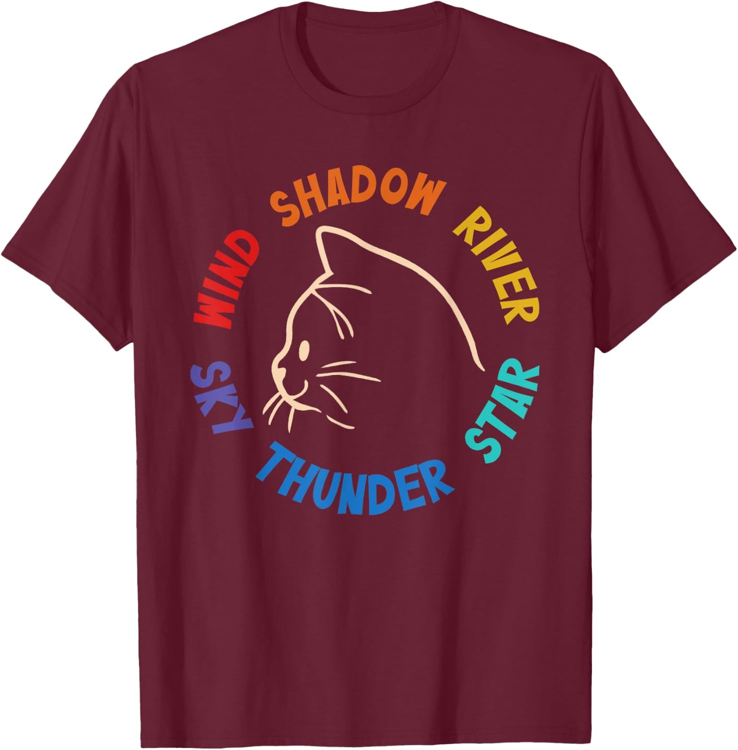 Wind Shadow River Star Thunder Sky Cat Feline T-Shirt - T-Shirt | Maroon