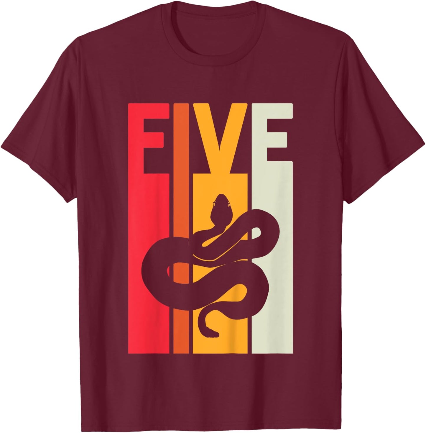5th Birthday Vintage Snake Lover Pet Reptile 5 Years Old T-Shirt - T-Shirt | Maroon