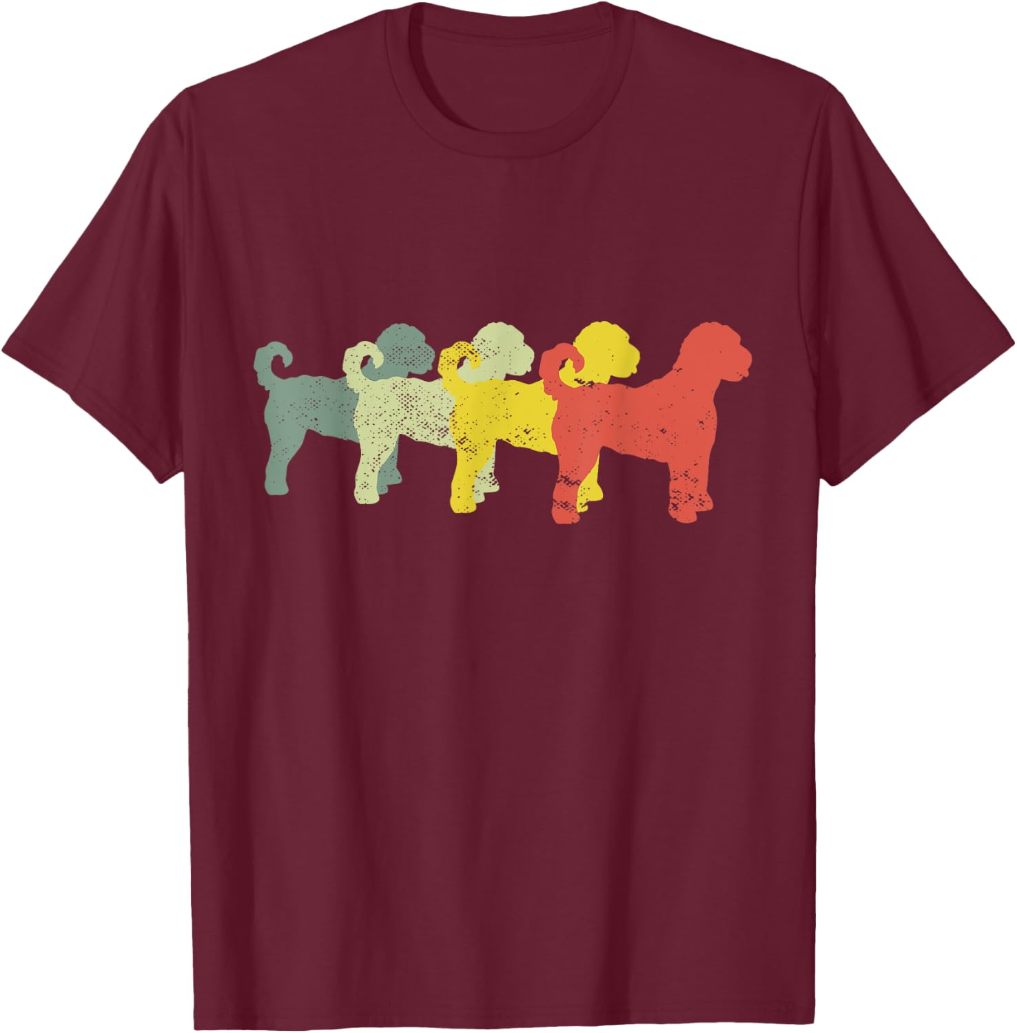 Funny Retro Doodle Dad & Mom - Aussie Doodle & Goldendoodle T-Shirt - T-Shirt | Maroon